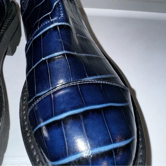 Stuart Weitzman Ultra Lift Presley Indigo Croc Boot’s 8.5 - Picture 4 of 6